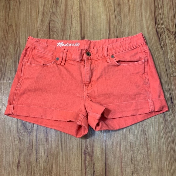 Madewell Orange Cuffed Hem Jean Shorts - Picture 2 of 9